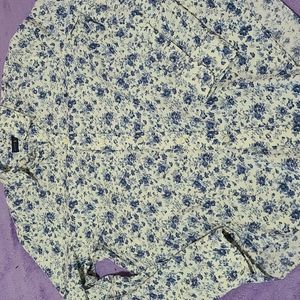 Ralph Lauren Floral Button Down Cotton Blue White 10 EUC